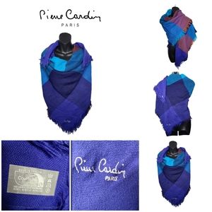VINTAGE PIERRE CARDIN PLAID BLANKET WRAP SHAWL